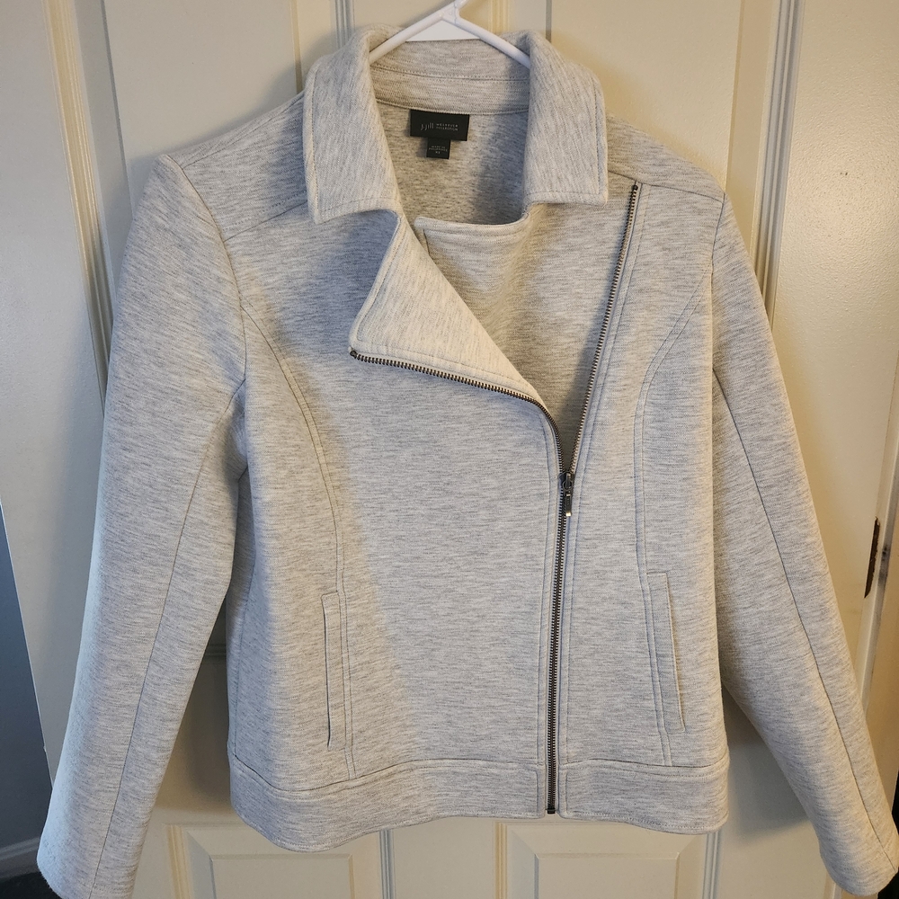 J. Jill Women's Heather Gray Zip-Up Blazer